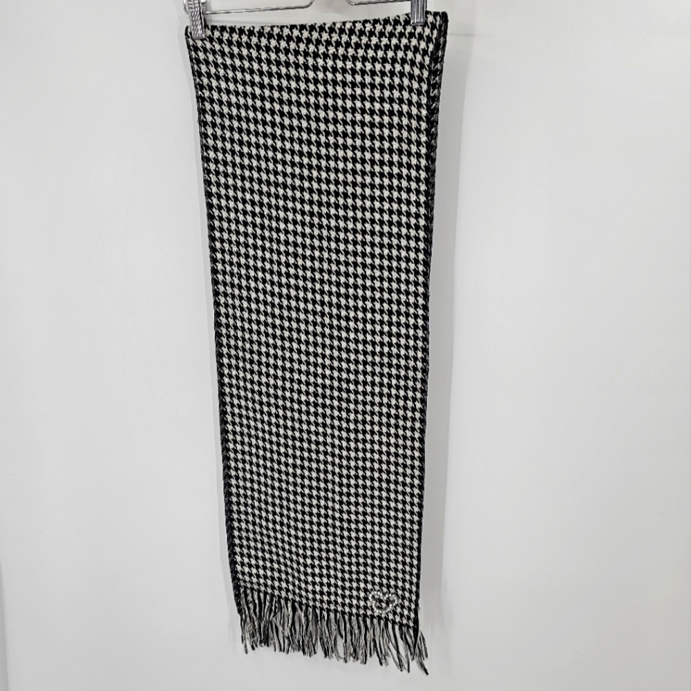 Disney Parks Houndstooth Plaid Black White Minnie Mouse Scarve